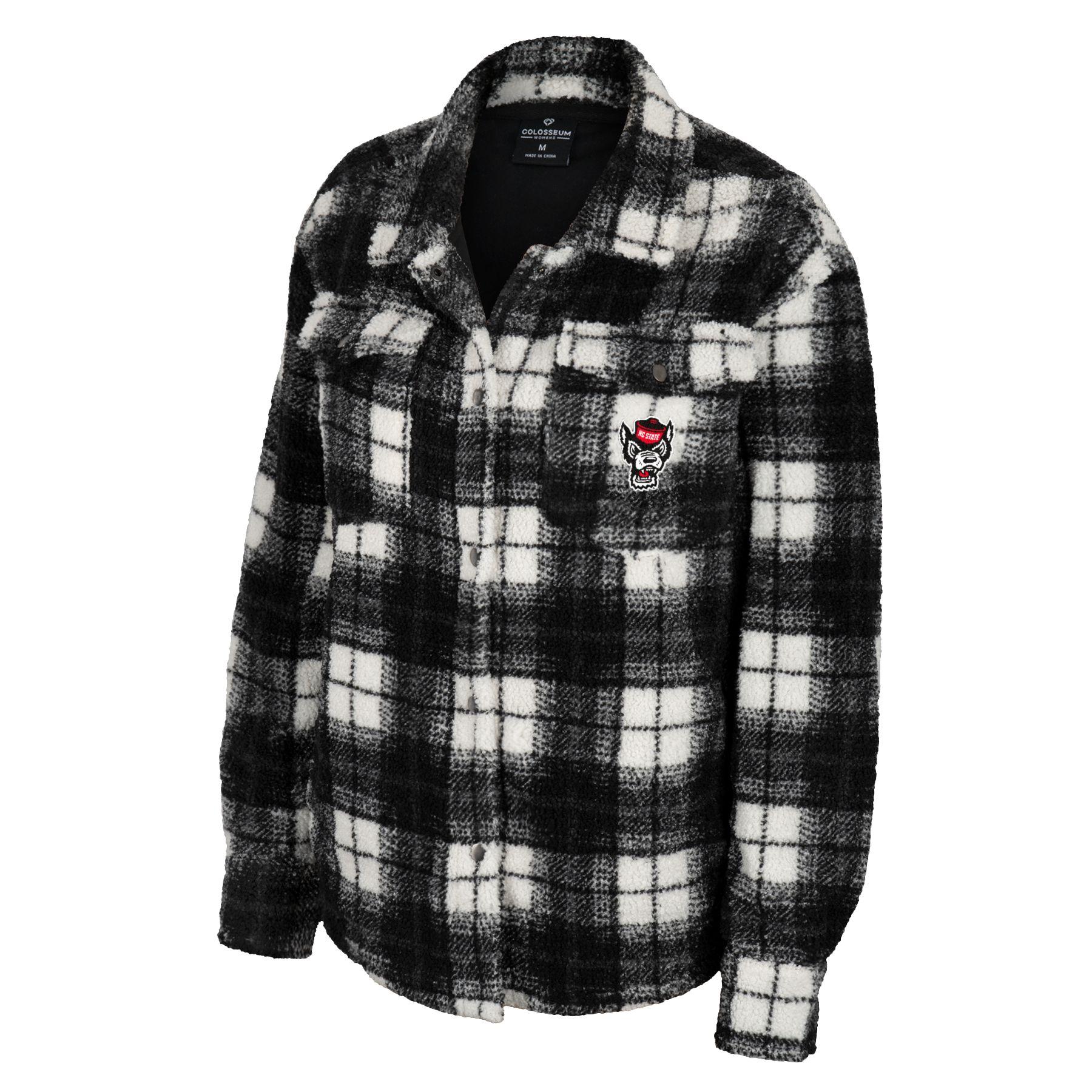 Black and white 2024 plaid sherpa jacket